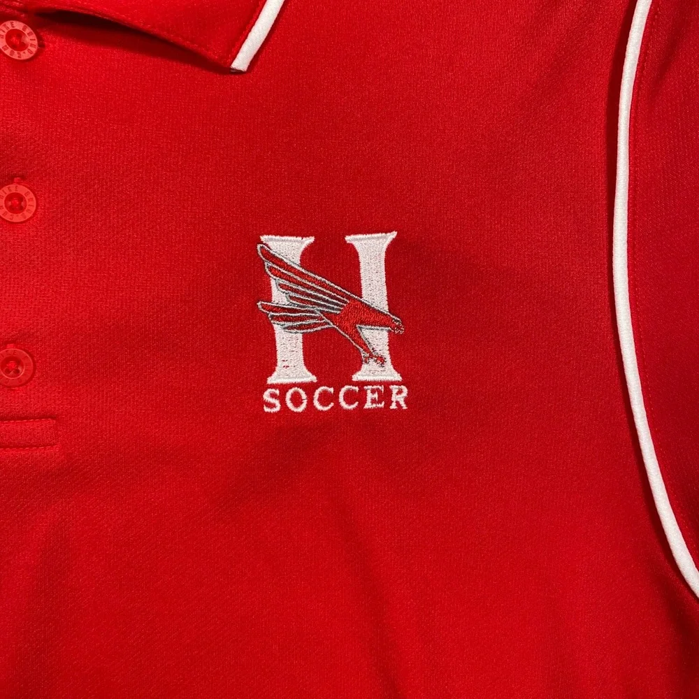 Nike Dri-FIT Red Soccer Polo Shirt Mens Hungton Falls Soccer 476281 ‎ Large